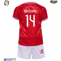 Otroški Nogometni dresi Danska Mikkel Damsgaard #14 Domači EP 2024 Kratek Rokav (+ Kratke hlače)